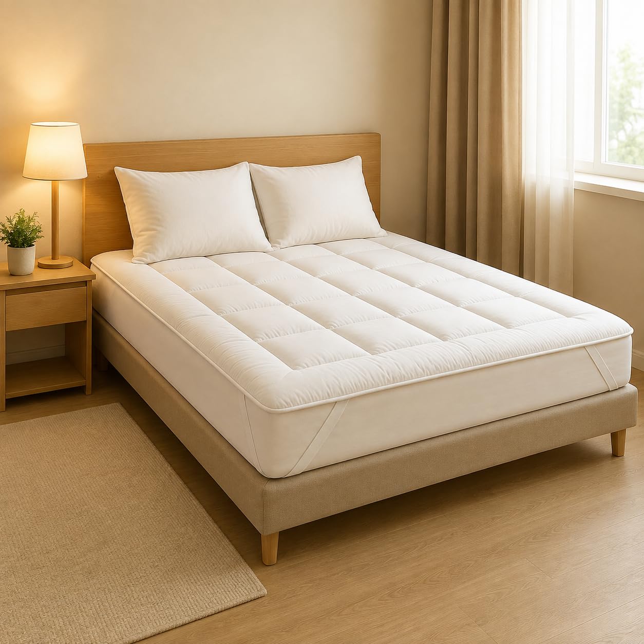 Hotel Quality Single Mattress Topper – Extra Thick 10cm Quilted Bed Topper, Soft Microfibre Filling, Hypoallergenic & Breathable – Corner Straps, UK Made