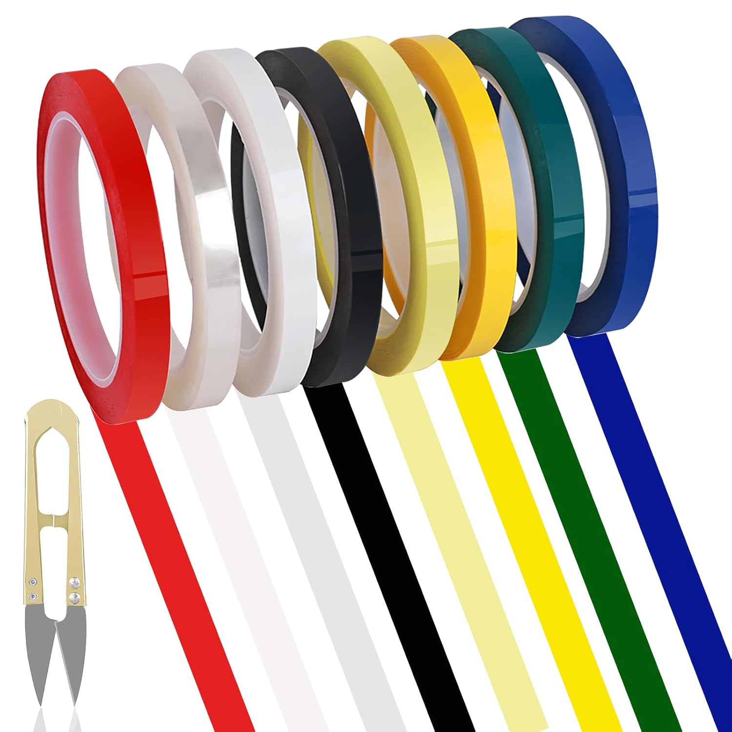 HRJZF 8 Rolls 0.4 Inches Colorful Autoclave Tapes, 216 Feet