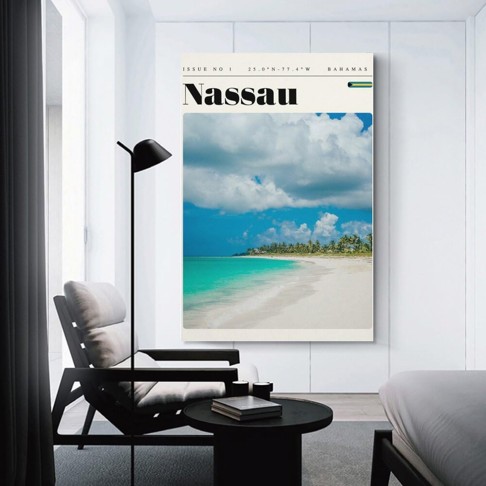 Junmoney Unframe-Style-2-1 Nassau Beach Bahamas Travel Art Hanging Wall Art 20X30inch(50X75cm), For Bedroom Walls, Guest Spaces Or Lounges, Home Artwork With A Soft Interior Feel