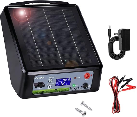 Leomaunyx Solar Electric Fence Charger with Adjustable Voltage Options