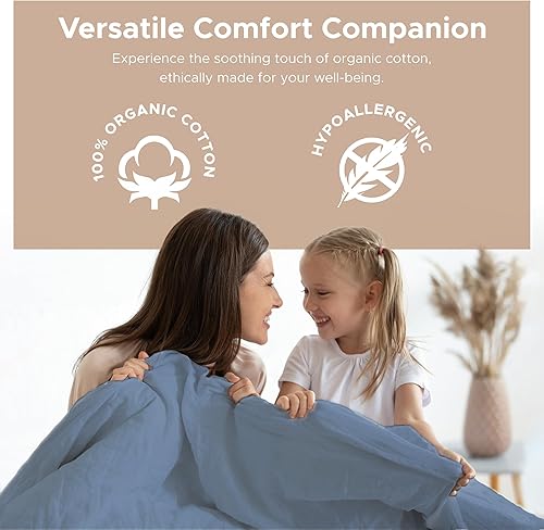 Miniatura 6 de Sleep & Beyond Manta de muselina 100% algodón orgánico, suave y transpirable, 4 capas de gasa doble, reversible, certificado GOTS, certificado Oeko