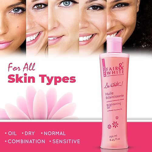 Miniatura 6 de Fair  White So White - Aceite corporal de 85fl oz con vitamina E aceite de almendras y Lumiskin fórmula hidratante para arrugas sequedad y manchas