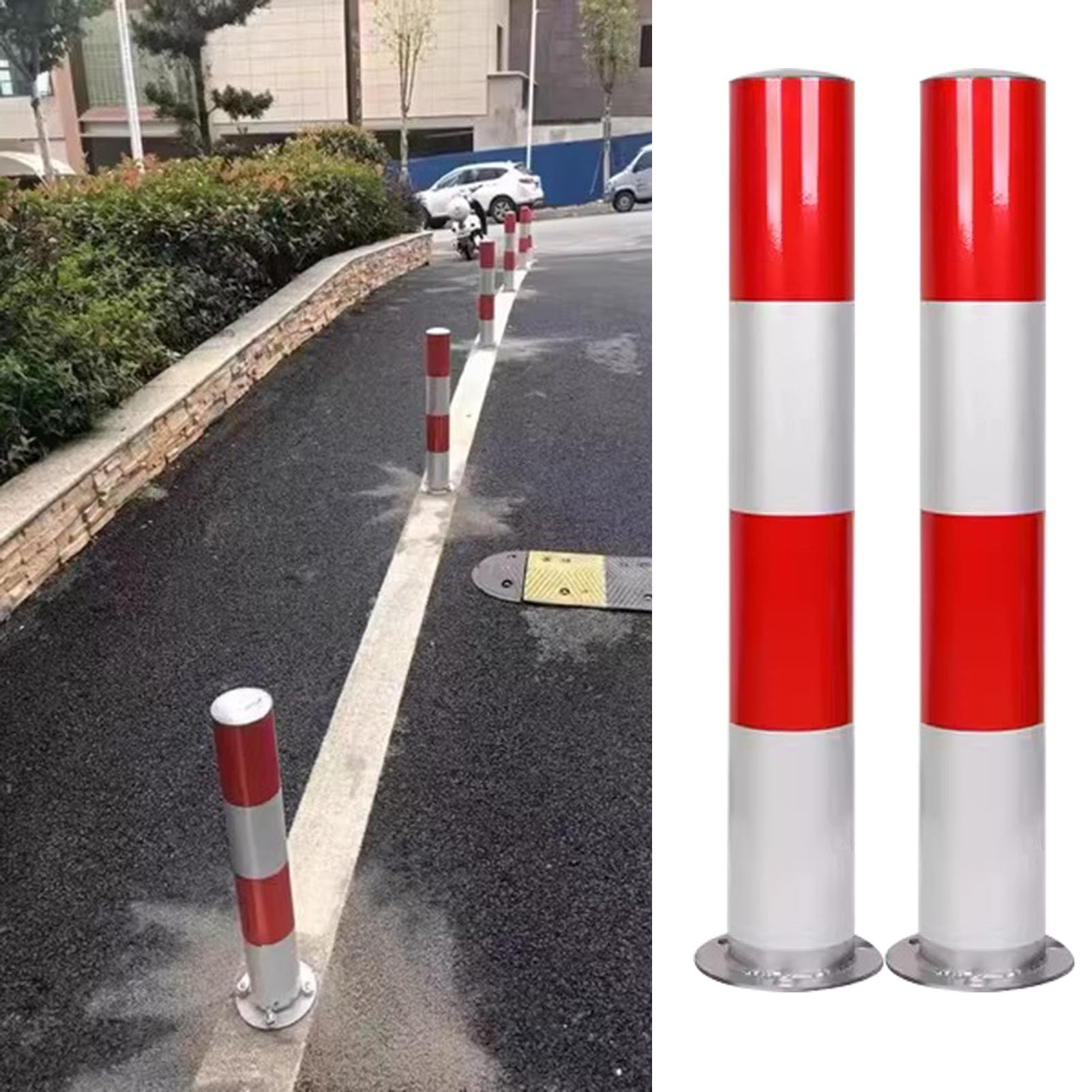 JYBNBBE Traffic Delineator Post Channelizer Cone Safety Bollard Parking Barrier Post,Construction Driveway Industrial Barrier Pole,with Ancher Bolts,for Outdoor Sidewalks En,2 Pcs-8.9x60cm