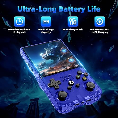 Miniatura 2 de R36MAX - Consola de juegos de mano retro, consola de juegos retro con pantalla IPS HD de 4.0 pulgadas, consolas de videojuegos con memoria de 64 GB,