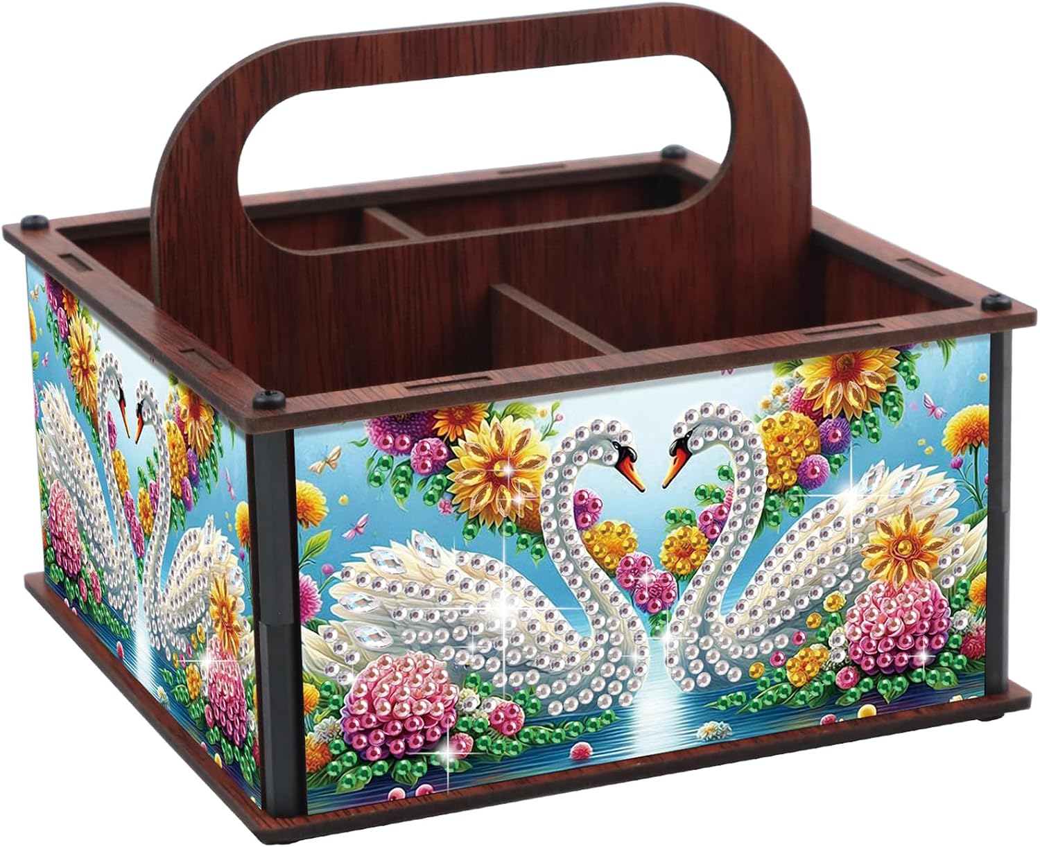 C'eitura DIY Swan Wooden Diamond Art Painting Storage Box Kit - Elegant Tabletop Art Decor, Handmade Organizer with Graceful Swan Design, Home & Craft Room Decoration Gift