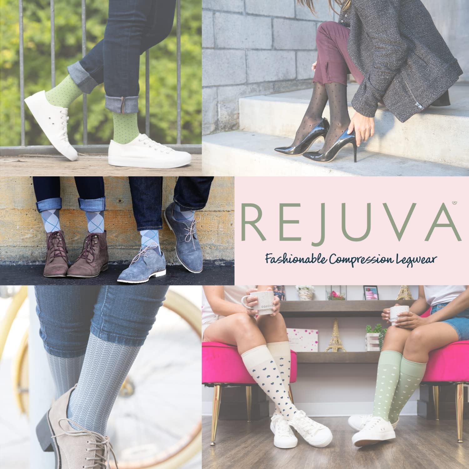 Rejuva Freedom 15-20 mmHg Knee High Compression Socks Men & Women Long Socks