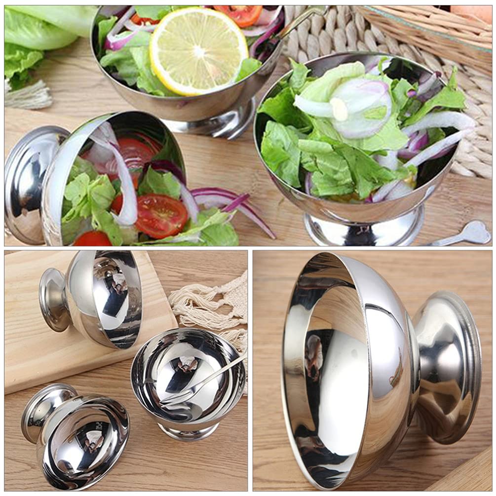 UROSER 4PCS Stainless Steel Ice Cream Bowl, Reusable Salad Cup Dessert Bowl, Metal Pudding Cups Salad Dessert Holder Snack Fruit Candy Container For DIY Ice Cream Parfait Banana Pudding: Salad Bowls