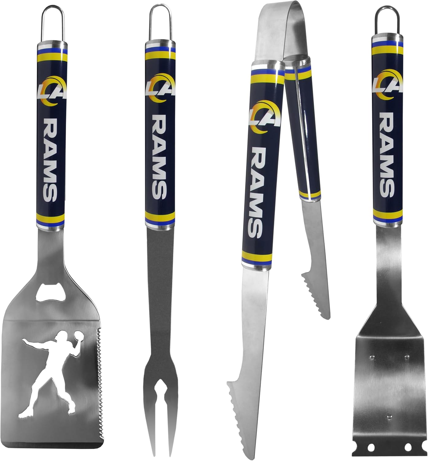 Siskiyou NFL Los Angeles Rams 4 pc Logo Grill Tool Set, One Size, Team Colors