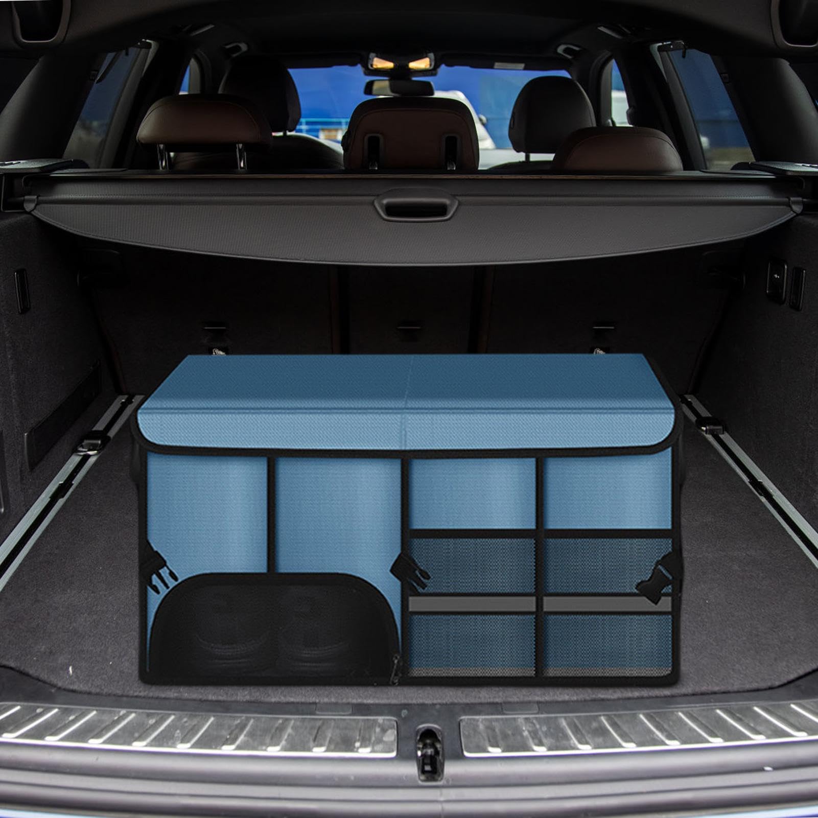 Organisateur de coffre de voiture avec couvercle, organisateur de rangement