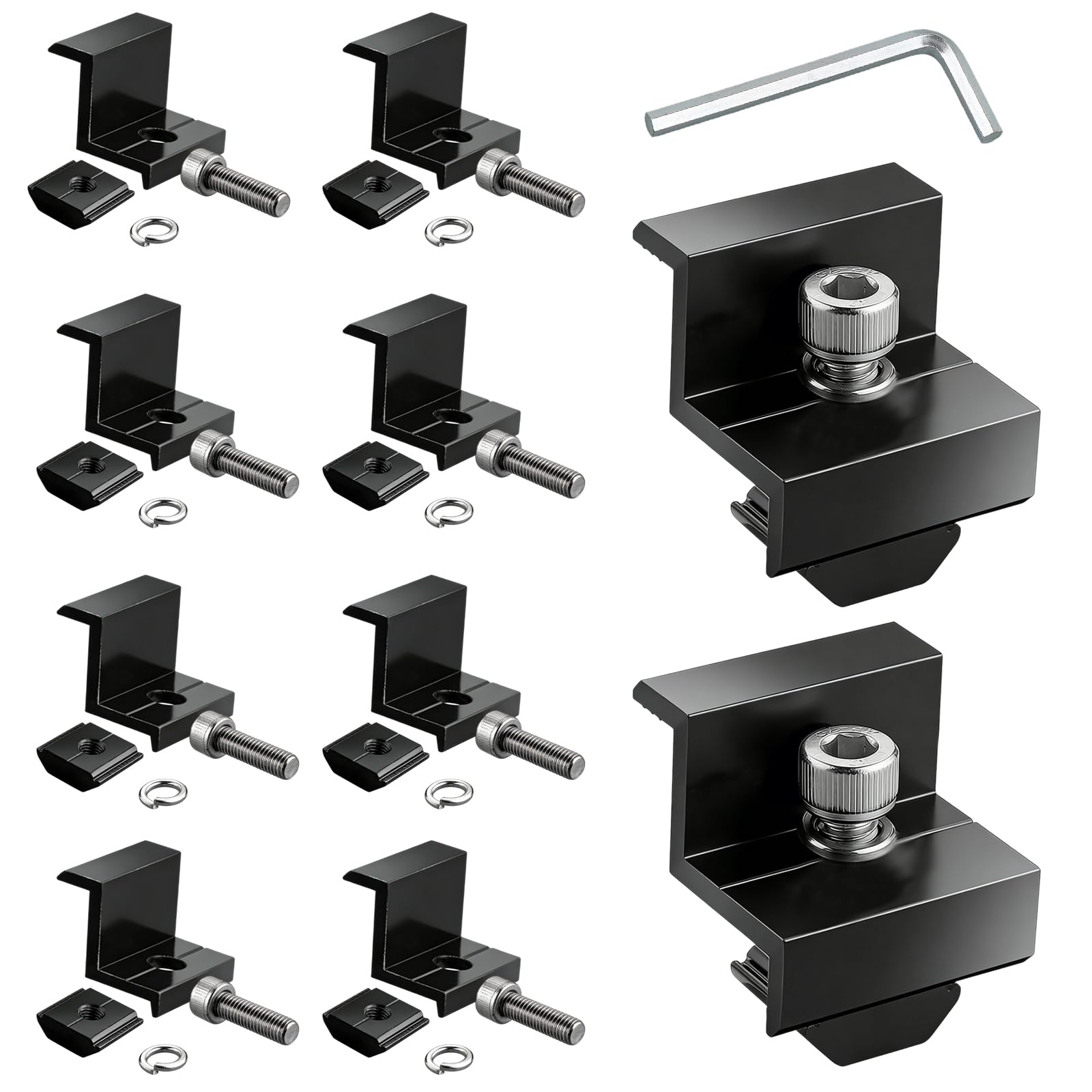 10 Pezzi Montaggio per Pannello Solare 30mm, Staffe in Alluminio a Forma di Z con Morsetti Terminali e Dadi, Supporti per Barche, Moduli Fotovoltaici Su Tetti (10,30mm)