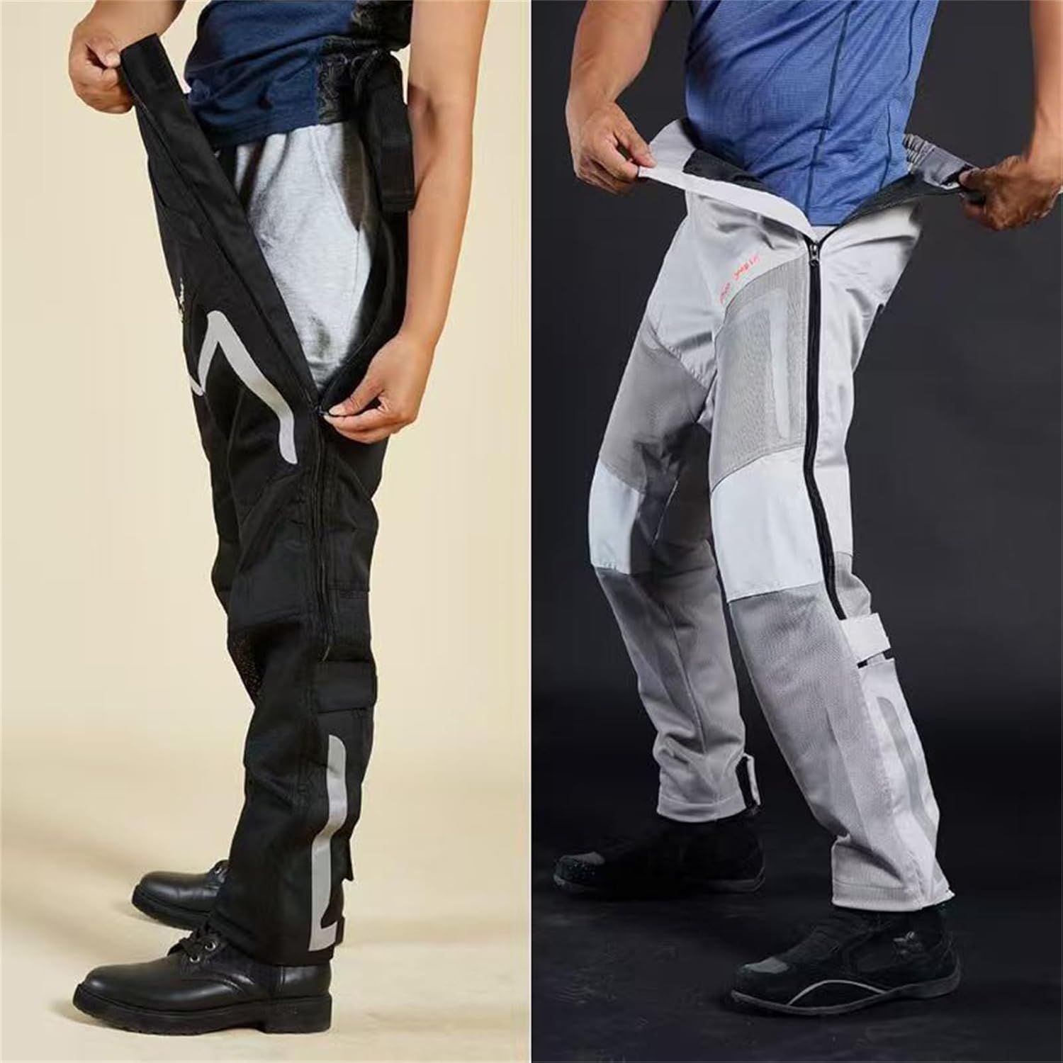 Summer Detachable Motorcycle Riding Pants, Man Women Quickly Take Off Wear Resistant Breathable Pants with Full Leg Zipper