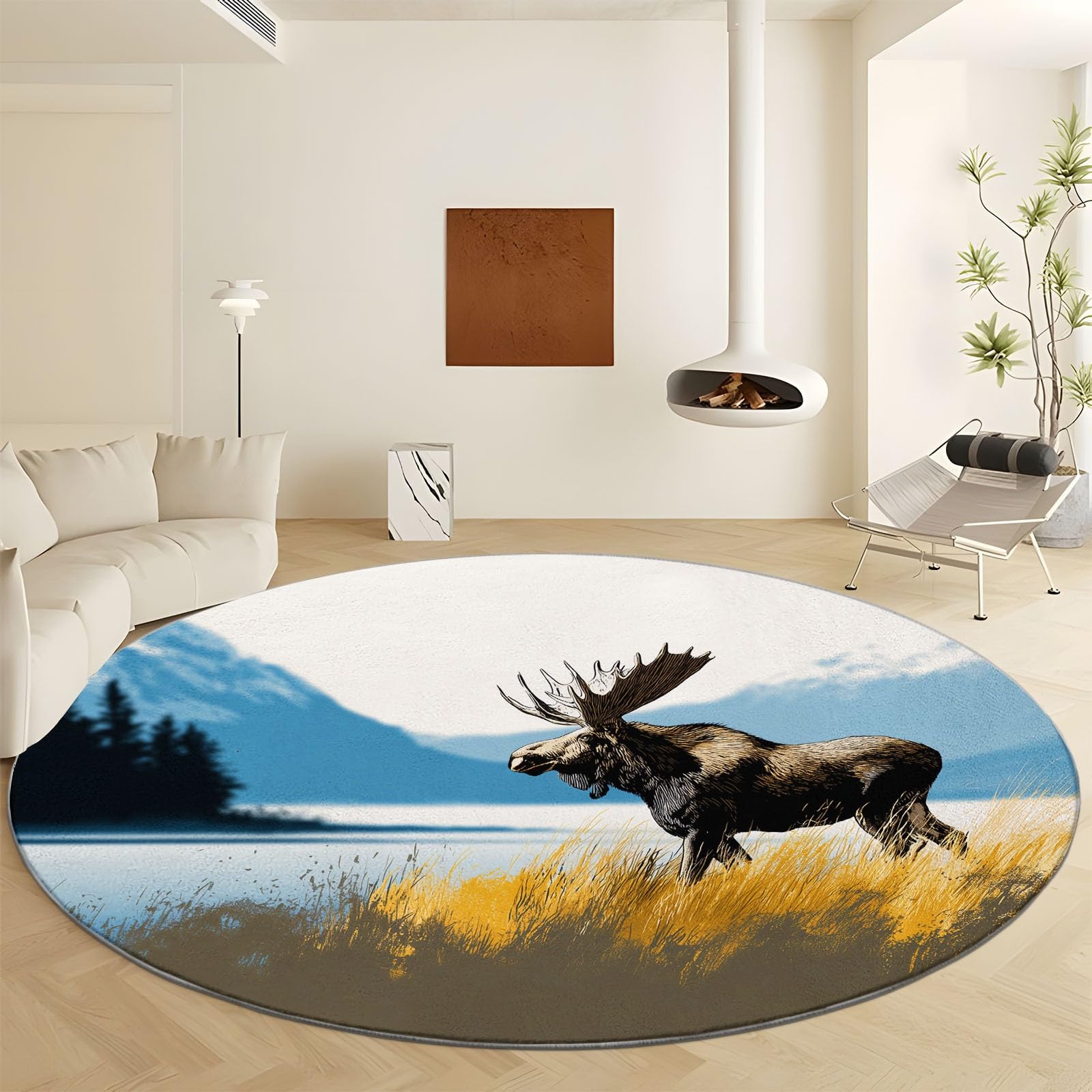 Tapis rond bleu antidérapant résistant aux glissades pour enfants