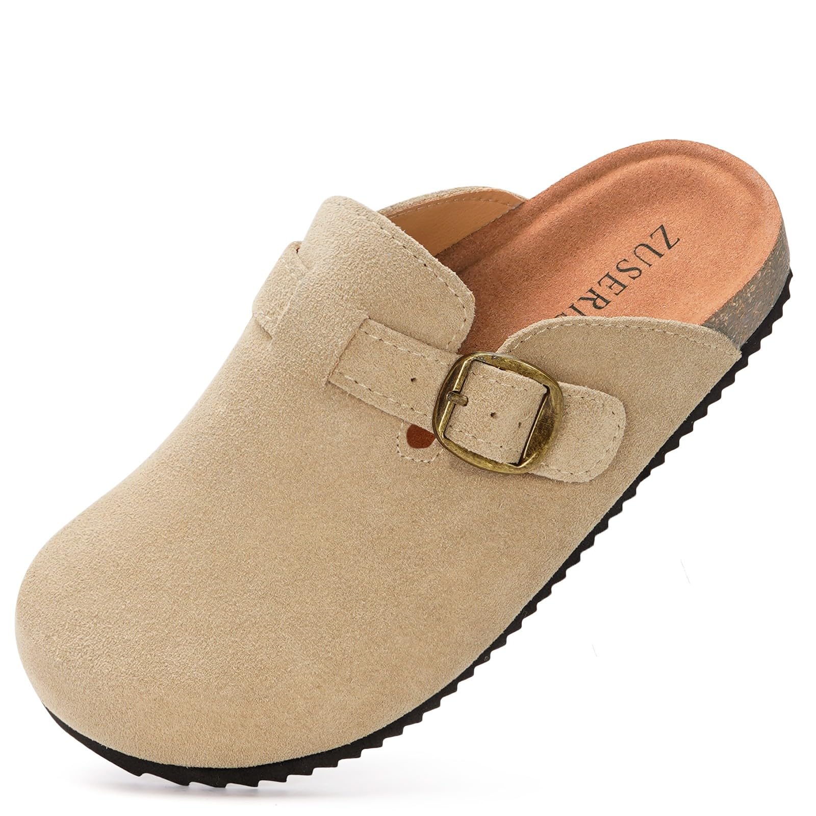 Kids Suede Clogs Girls Boys Clogs Potato Shoes with Cork Footbed