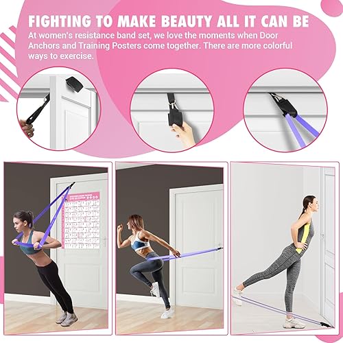 Miniatura 6 de Bandas de resistencia para dominadas para mujeres, bandas gruesas de ejercicio de asistencia de dominadas de color morado oscuro con póster de