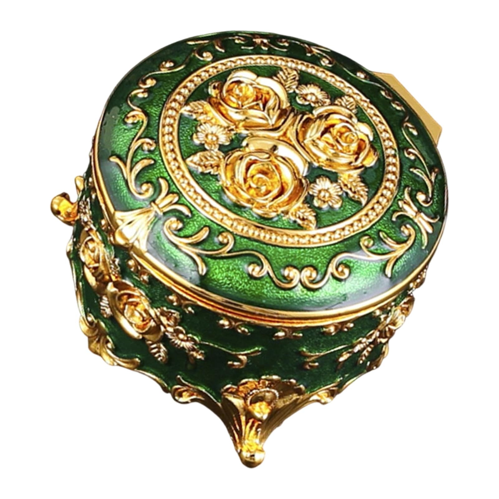 Msioytog Antique Inspired Floral Enameled Jewelry Case Sturdy Metal Holder for Cosmetics and Accessories Stylish Dresser Jewelry Planner