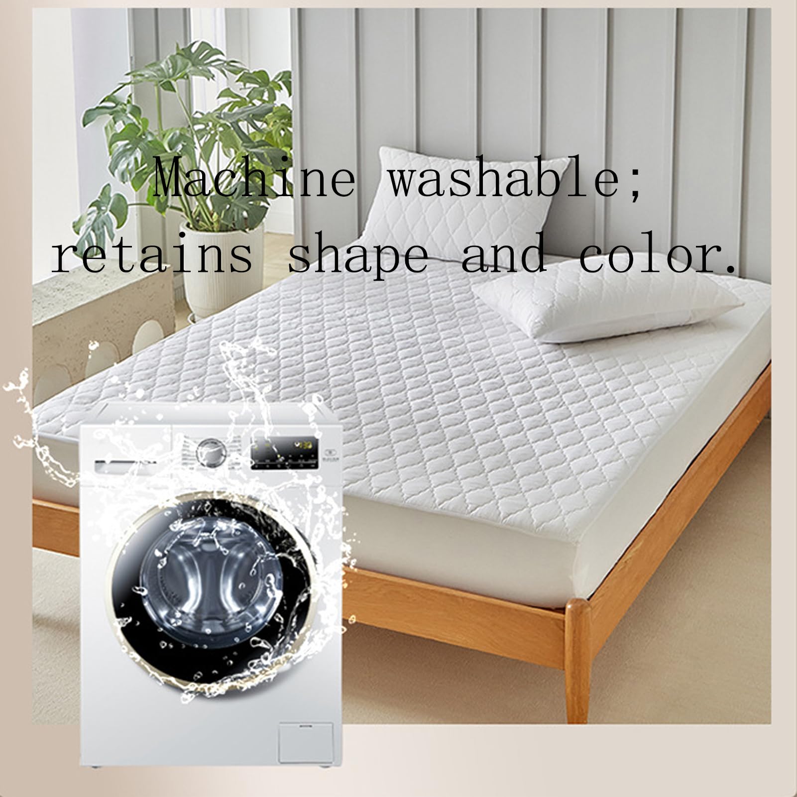 Protector Colchon Impermeable,Acolchado Cubre Colchon Transpirable Lavable