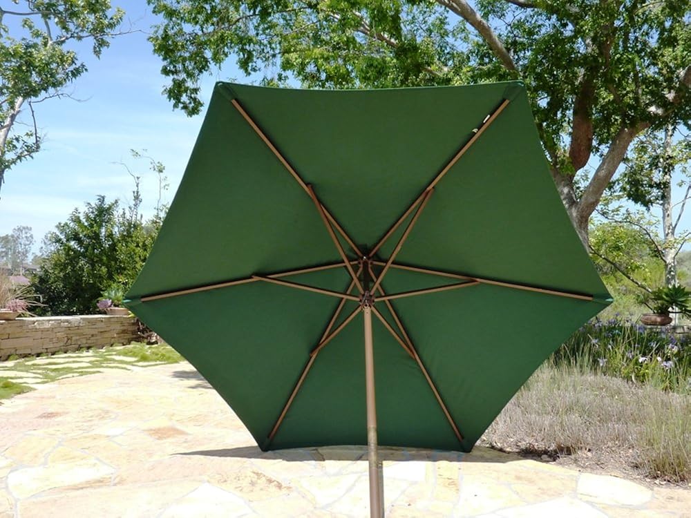 Formosa Covers 9ft Single or Double-Vented Umbrella Replacement Canopy 6 Ribs in Hunter Green (Canopy Only)