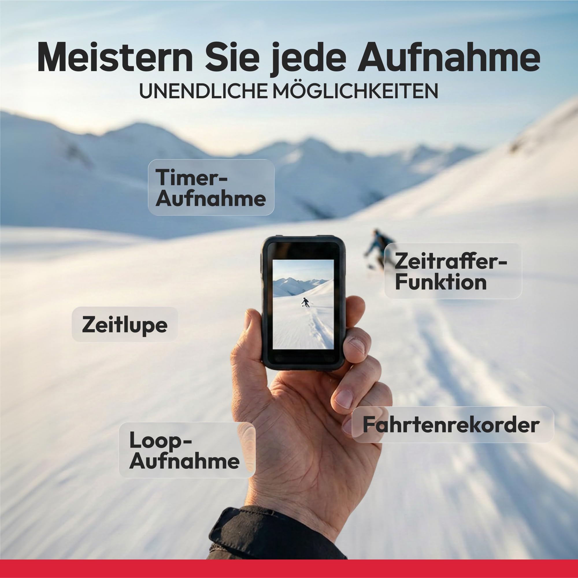 AgfaPhoto - Sportkamera - AC7000 - True 2.7K 30FPS, Doppelter Touchscreen, 120° Weitwinkel, Wasserdichtes Gehäuse 30m - WiFi - 10 Zubehörteile inklusive