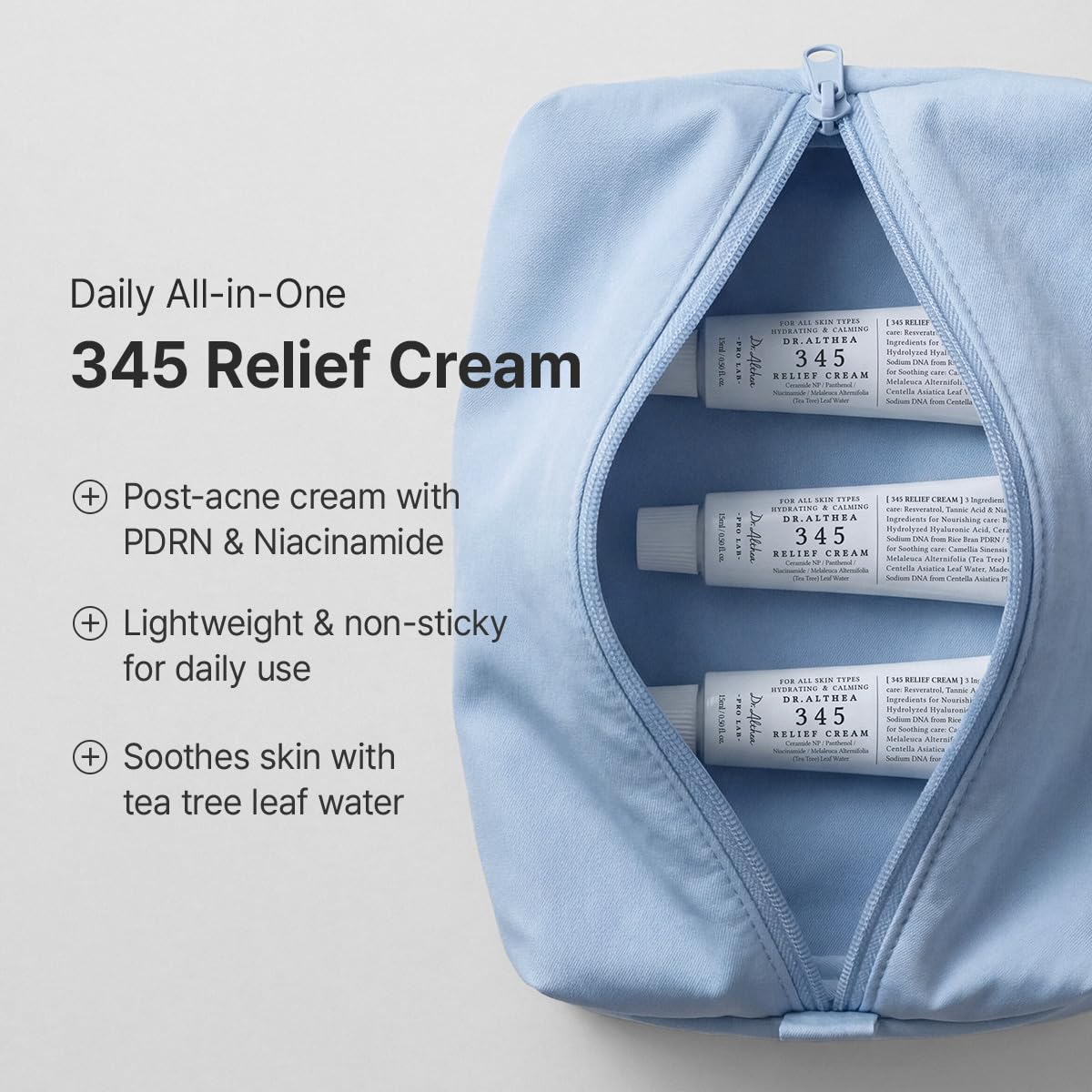 Dr.Althea 345 Travel Kit | 345 Relief Cream (15ml) & Mist (60ml) Travel Size Duo | Travel Essentials, Gift Set | Korean Vegan Skin Care Set for All Skin Types