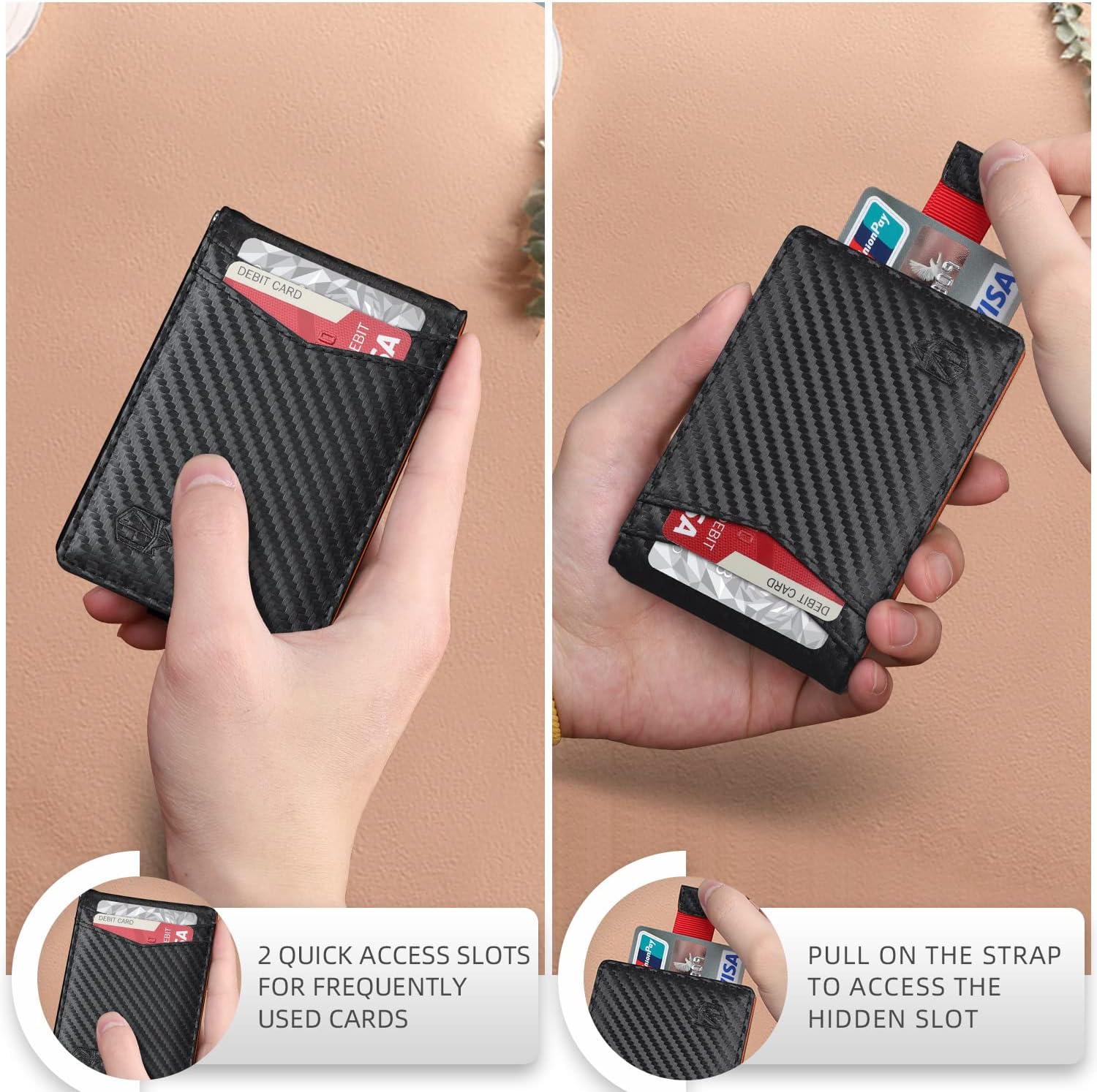 Zitahli Wallet for Men-6 Slots ID Window-Mens Wallets-Slim Wallet Classic Spring Money Clip RFID Blocking-Gift for Men - Image 4