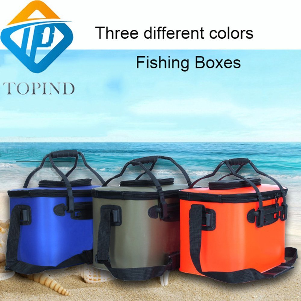 TOPIND Folding Fishing Bucket Portable Folding Water Pail Insulation Collapsible EVA Water Bucket Outdoor Waterproof Bucket Fishing Tackles