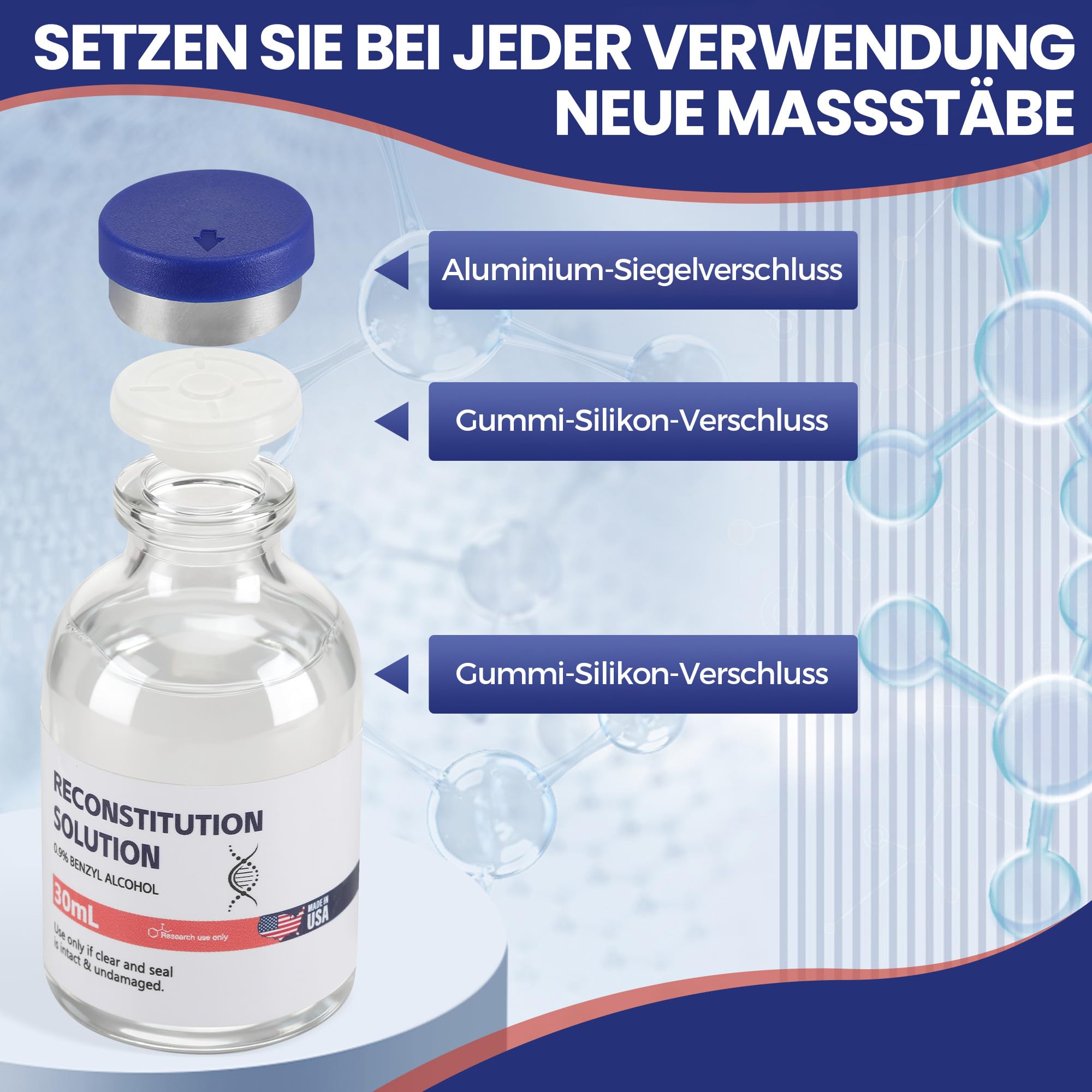Jawell 2 Stück - 30 ml, hochwertige Glasflasche, mit dreifacher Versiegelung