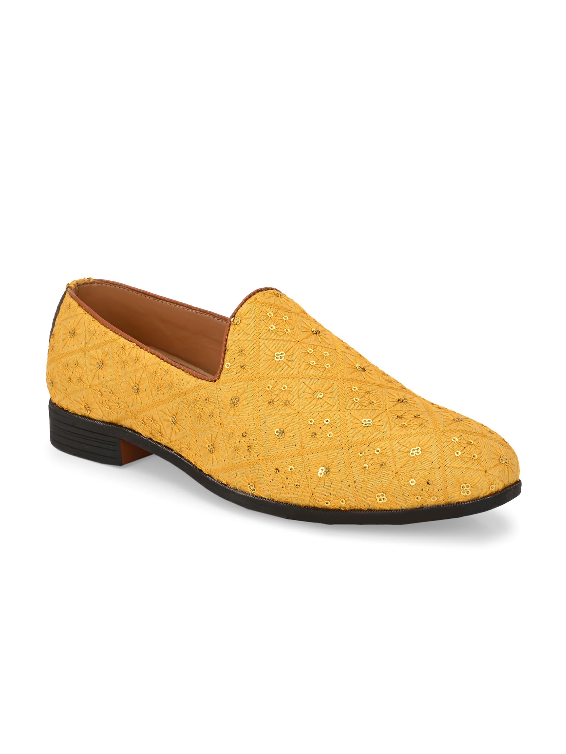 footloose Synthetic Juttis Mojaris Shoes for Men | Yellow | Size - 12-picture-17