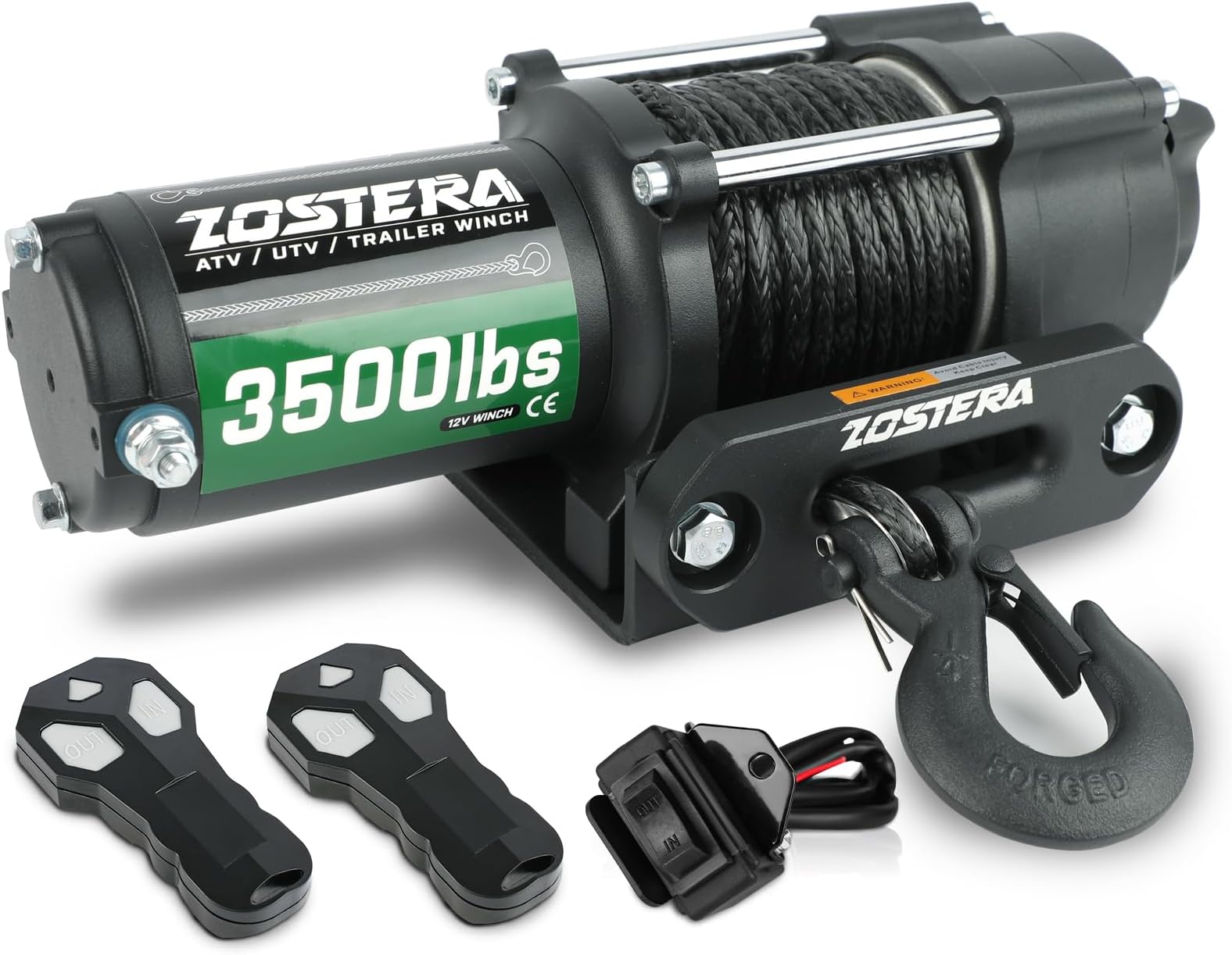 Amazon.com: Rock-Hulk Electric 12V 3500lb Single Line Waterproof Winch ...