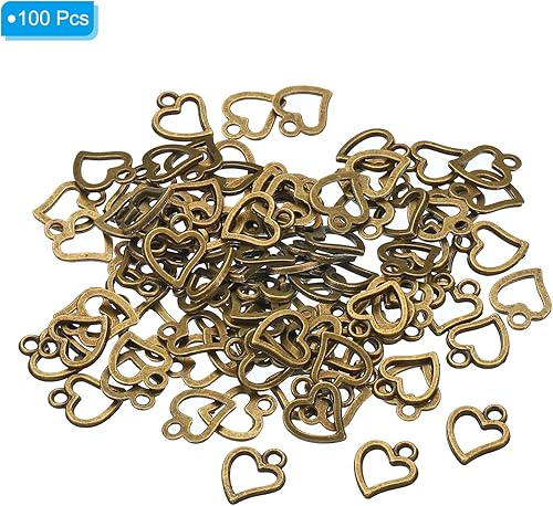 Miniatura 8 de PATIKIL 100 piezas de dije de corazón mini círculo de corazón colgante de metal a granel para hacer joyas, pulseras, aretes, collar