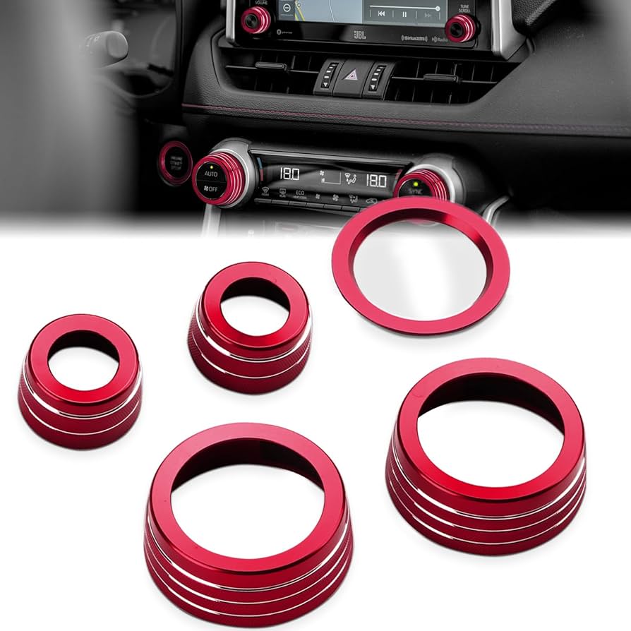Red AC Climate Control Switch Knob Ring Covers For Scion FR-S, Toyota 86, BRZ