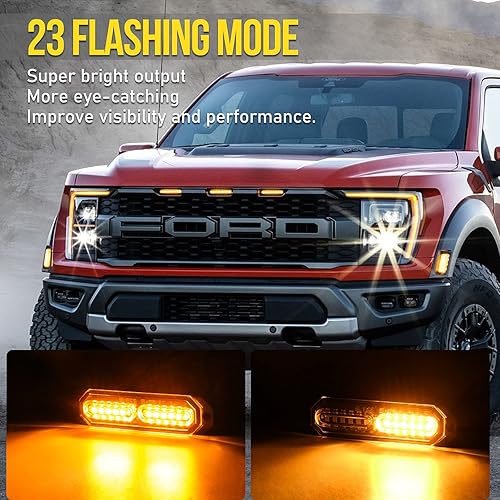 Miniatura 3 de MIRUNNY Luces estroboscópicas LED ámbar, barra de luz de advertencia de emergencia de 12 LED, montaje en superficie universal, 23 modos