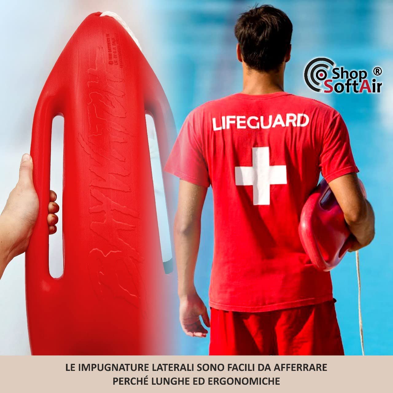 Baywatch - Salvador profesional de boya para salvar y salvar - Rojo Top incluido de 2,30 metros