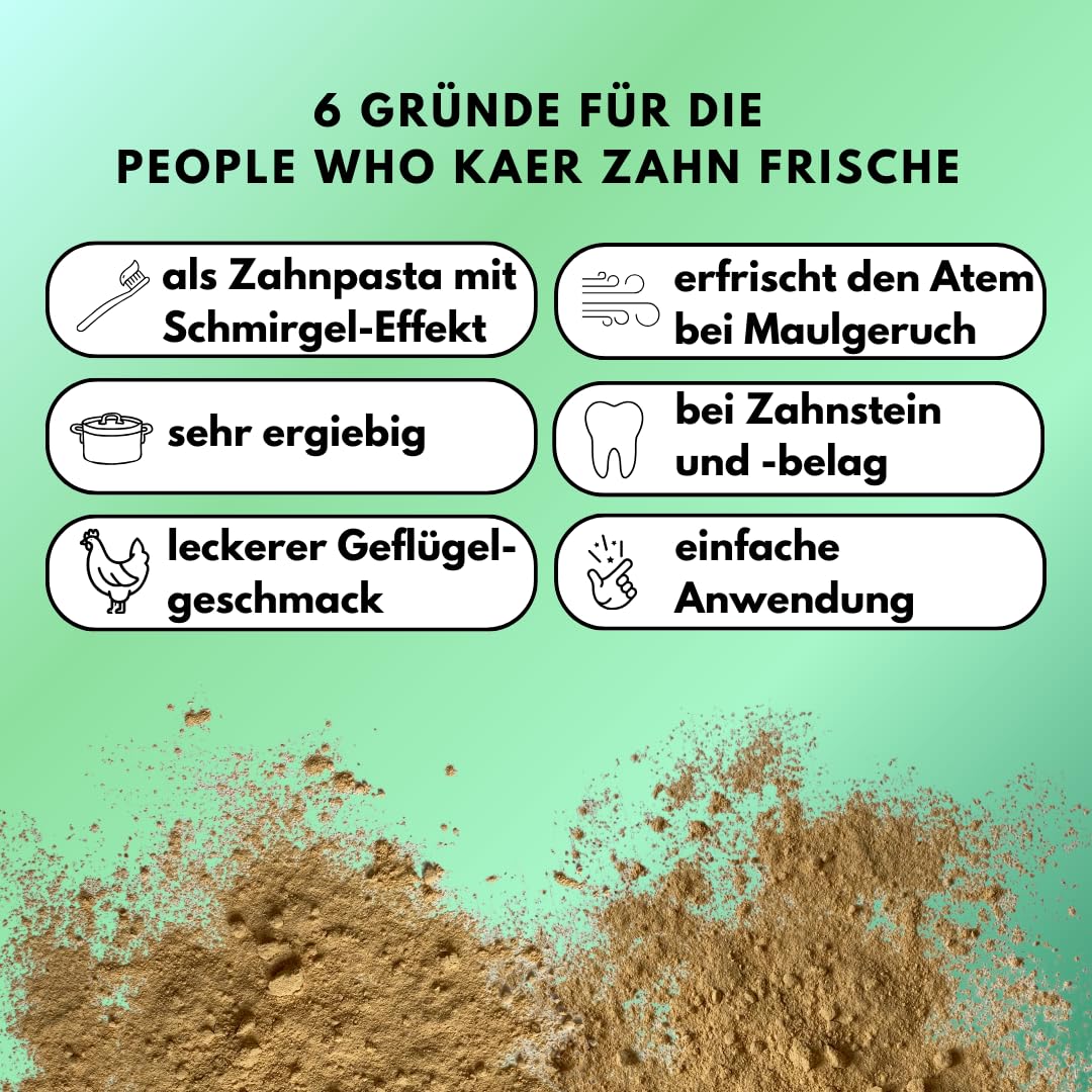 people who kaer Zahn Frische Pulver für Hunde, 3 x 200g – 2-in-1 Zahnpasta & Ergänzungsfutter, Zahnpflege Hund, unterstützt bei Maulgeruch & Zahnstein, Zahnpulver Hund, Hundezahnpasta