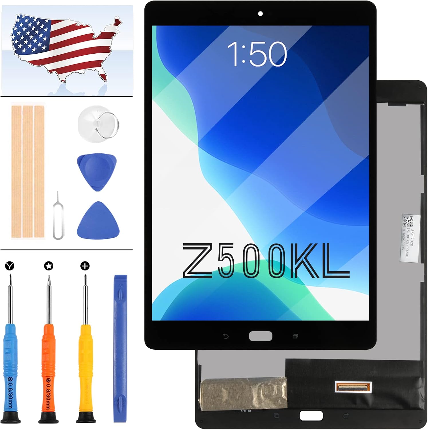 for Z500KL P001 Screen Replacmenet for ASUS ZenPad 3S 10 Z500KL P001 LCD Display Matrix Touch Panel Digitizer Sensor Tablet Assembly Repair Parts Kits +Tools (Black)