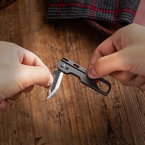 Miniatura 2 de KeyUnity KK09 EDC Cuchillo plegable de titanio con mosquetón para llevar a diario