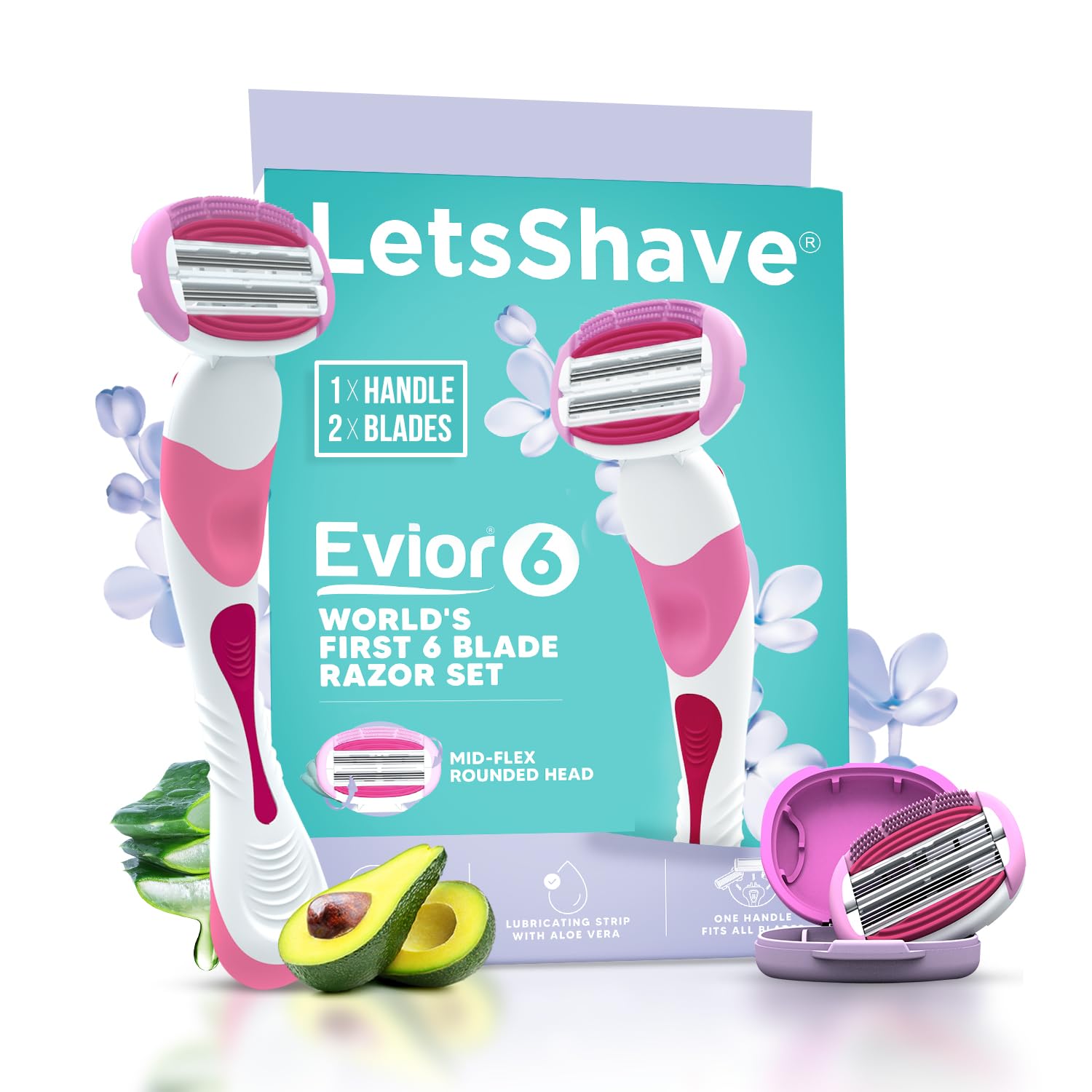 Evior 6 Shaving Razor for Women | Mid-Flex Blades & Dual Moisture Bar infused with Aloe vera & Avacado | Smooth & Safe | Full-Body Hair Removal - Bikini, Arms, Legs & Sensitive Areas