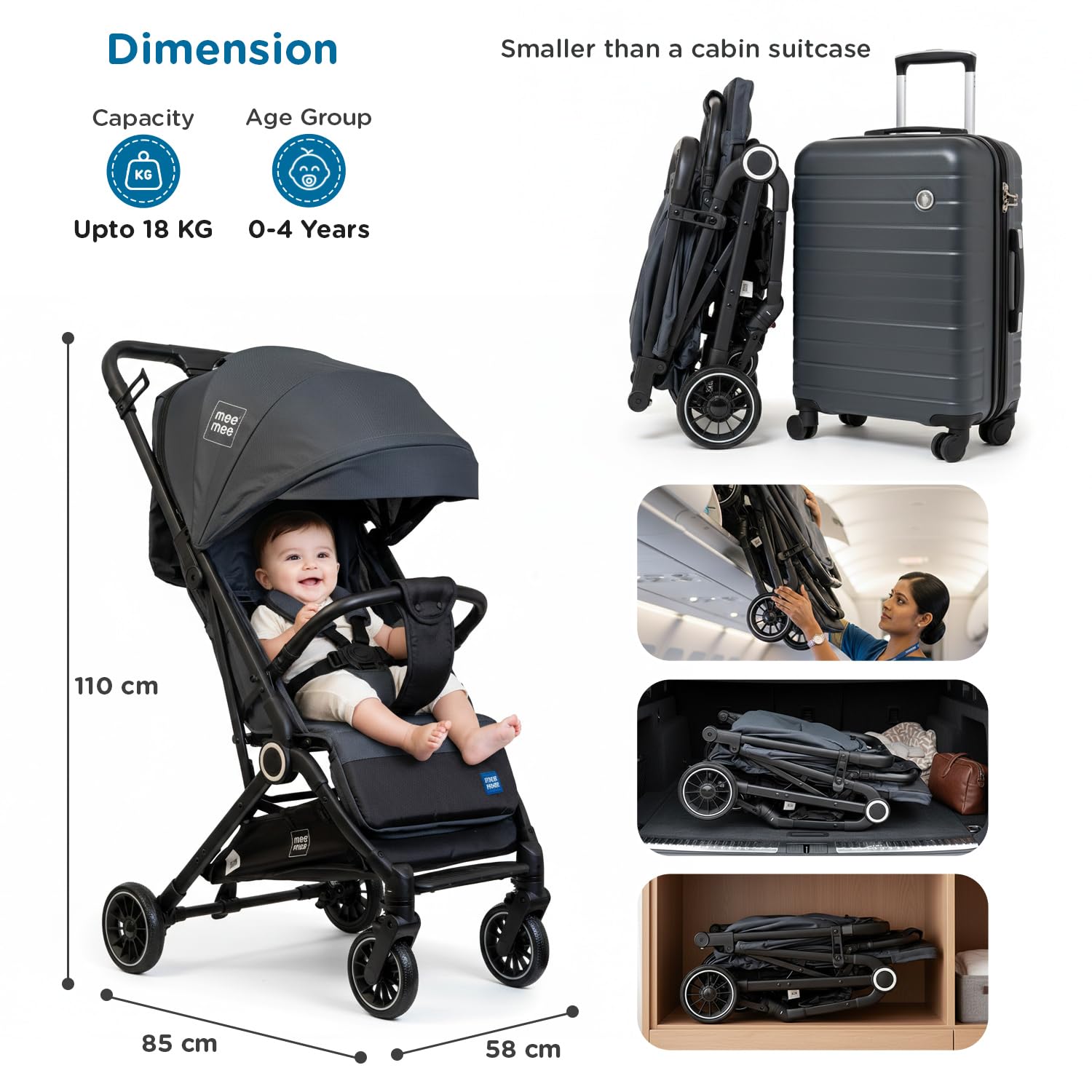 Mee Mee Baby Haven: Lightweight Travel Stroller -9