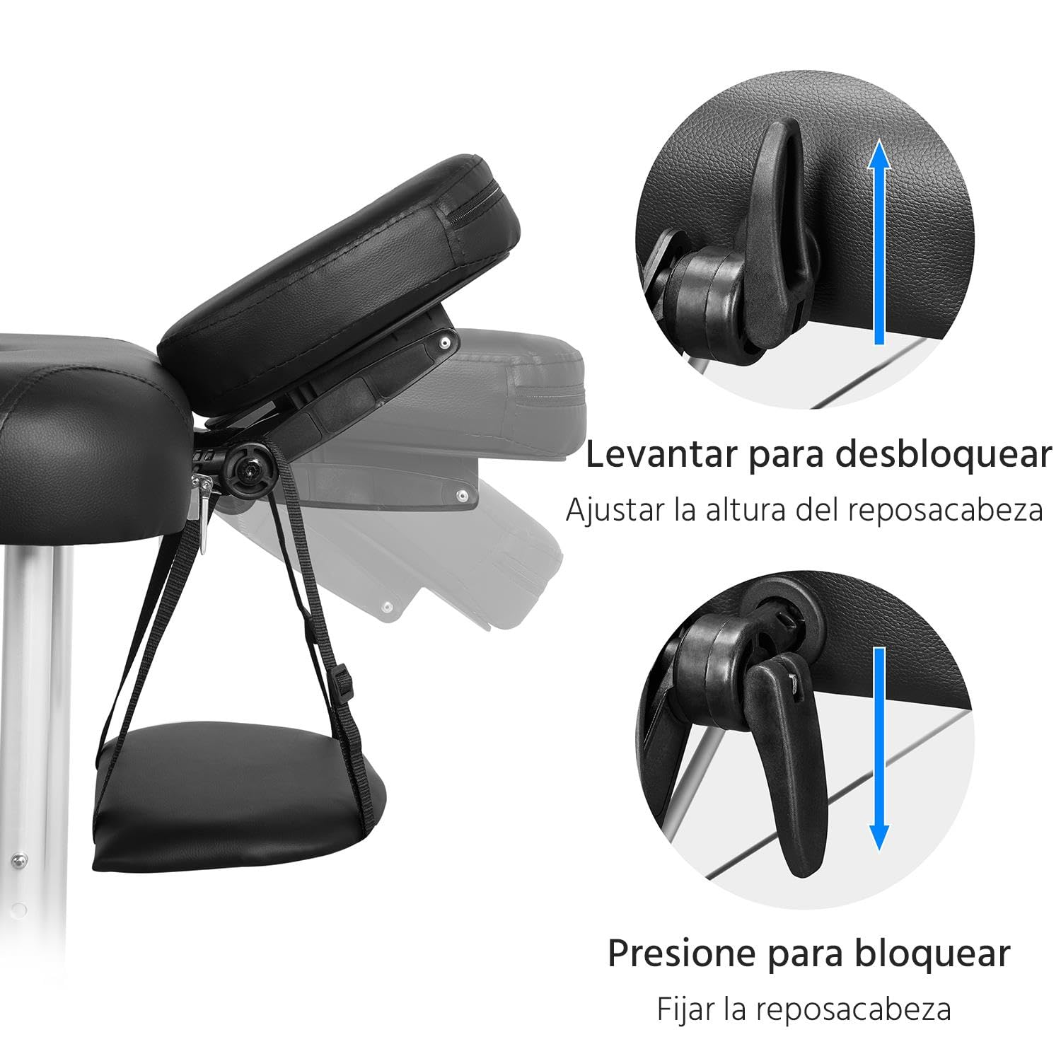 Yaheetech Camilla Masaje Plegable de 3 Zonas 213x82x(67.5-89) cm Portátil Cama Masaje Estetica con Bolsa de Transporte Altura Ajustable Apoyacabezas Desmontables para Tatuaje