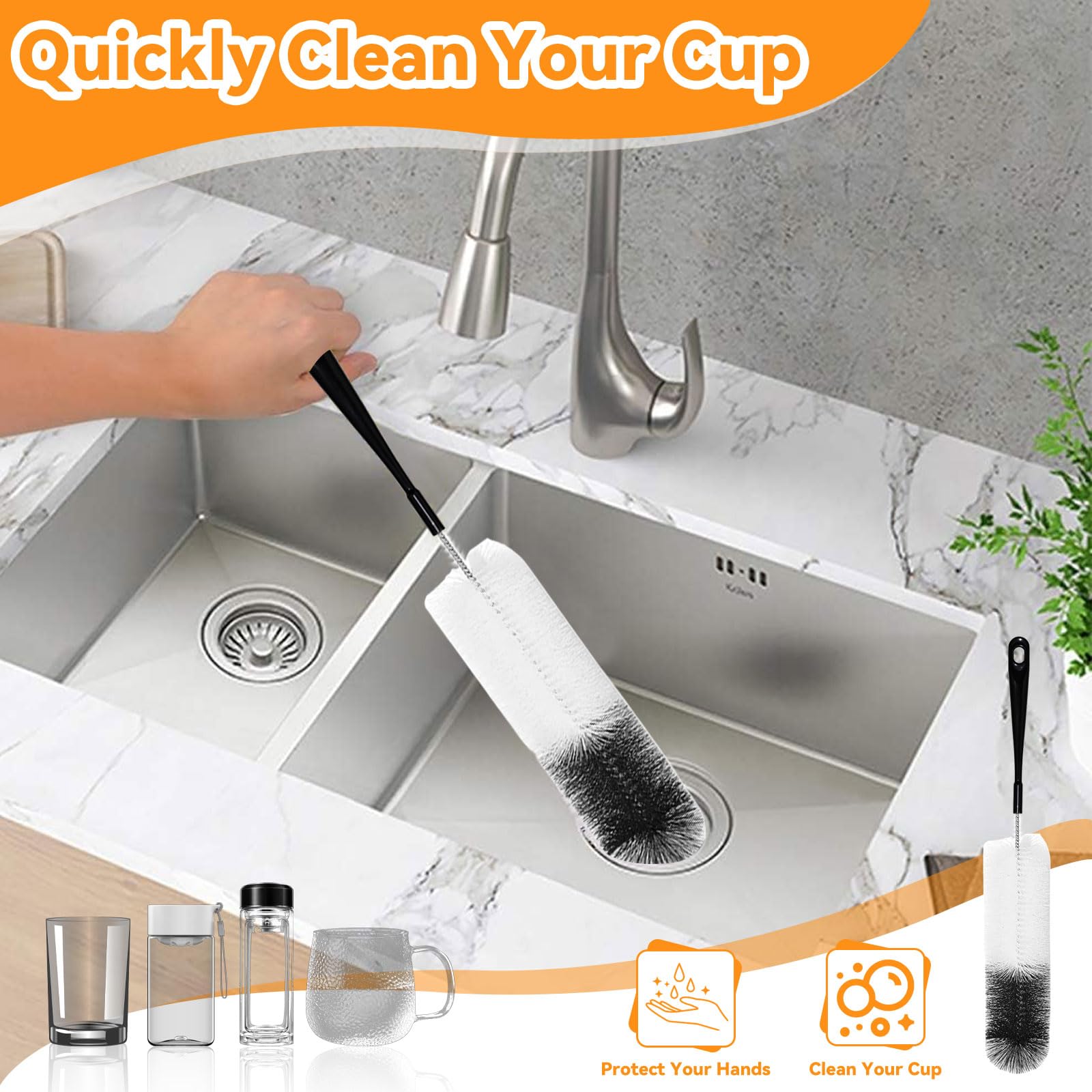 3Pcs Rietjes Cleaner - Fles Borstel voor Schoonmaken - Herbruikbare Fles Was