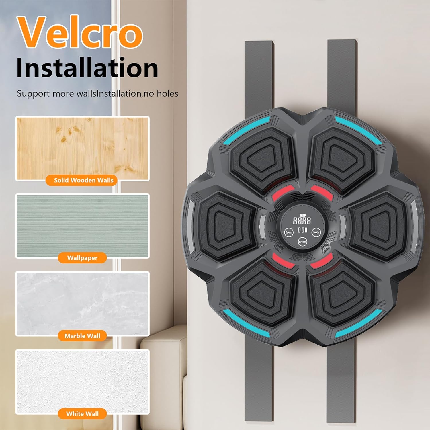 Keyoung New Music Boxing Machine with Gloves, Wall Mounted Smart Music Boxing Machine,Bluetooth Music Boxing Target Wall Target Kids Combat Trainer, Home Electronic Boxing Target Machine