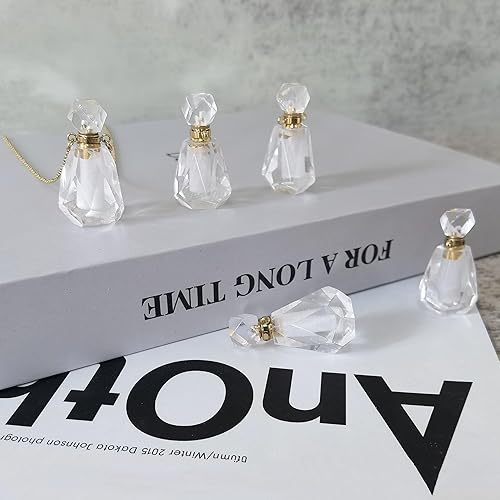 Miniatura 4 de Collar de botella de perfume de piedras preciosas, collar de cristal natural de fluorita para mujer, collares difusores de aceite esencial con