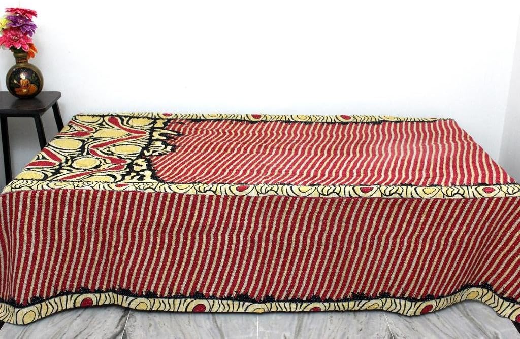 Vintage Throw Kantha Quilt Indian Handmade Bohemian Bedspread Reversible Cotton Ethnic Sari Fabric Embroidered Bedding Blanket Gudari
