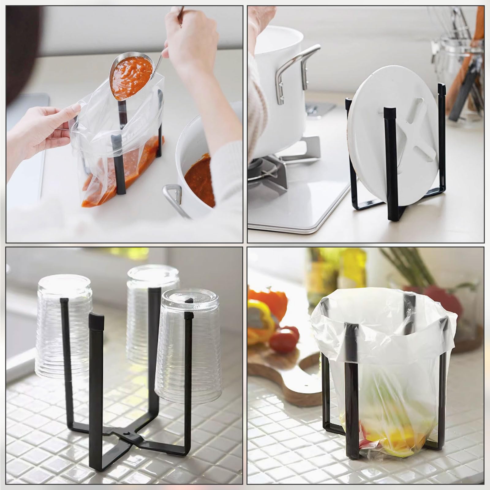 Scolabottiglie per Borracce,Portabottiglie Scolabottiglie Pieghevole, Scola Borracce, Metallo Scola Bottiglie, Scolabiberon per Cucina Sacchi Spazzatura, Supporto Sacco Spazzatura Piccolo, 21.5 cm