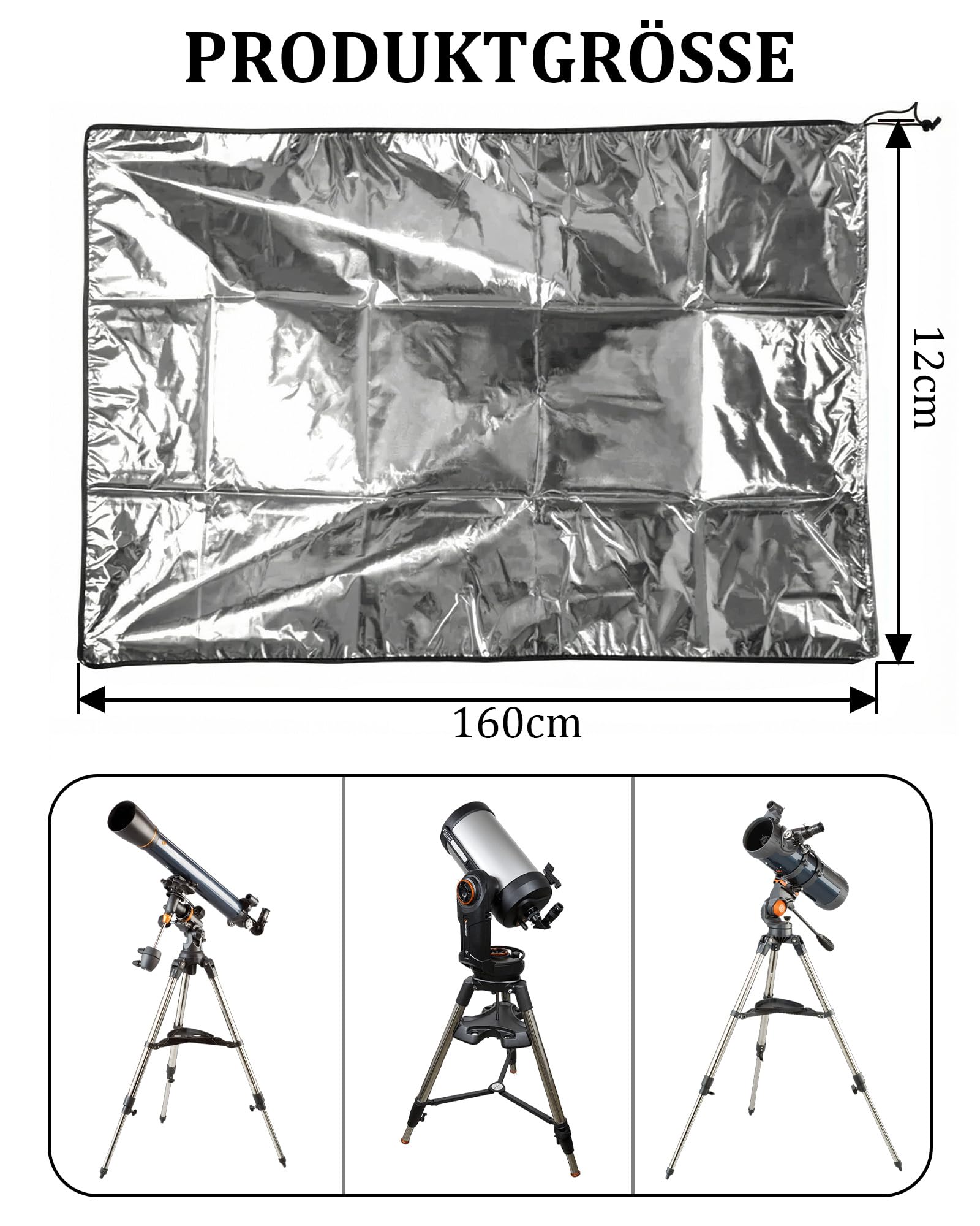 Housse télescopique de protection 120x160 cm étanche poussière coupe-vent extérieur