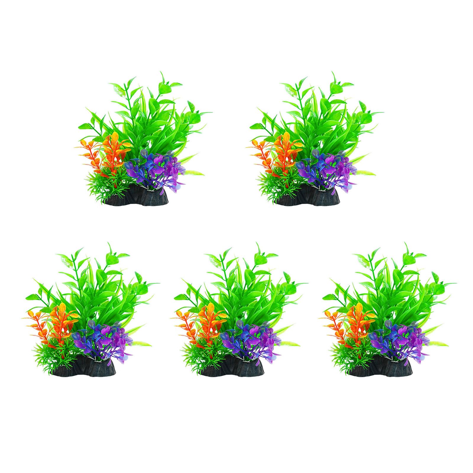 Nucelit 5PCS Life Like Plant Fishtanks Decoration Artificial Water Plant with Base for Commercial Use Aquariums Landscape Terrariums Decors