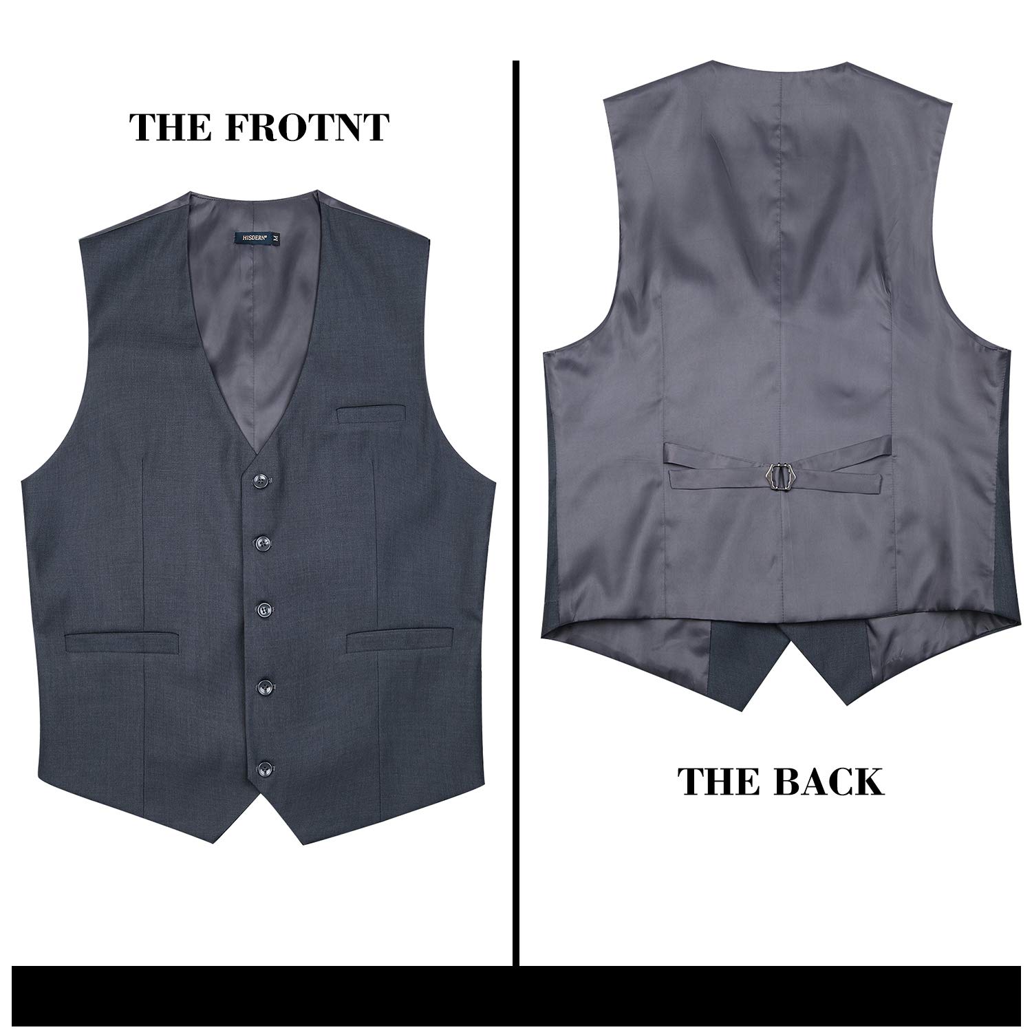 HISDERN Gilet da uomo Business Solid in cotone color panciotto da uomo