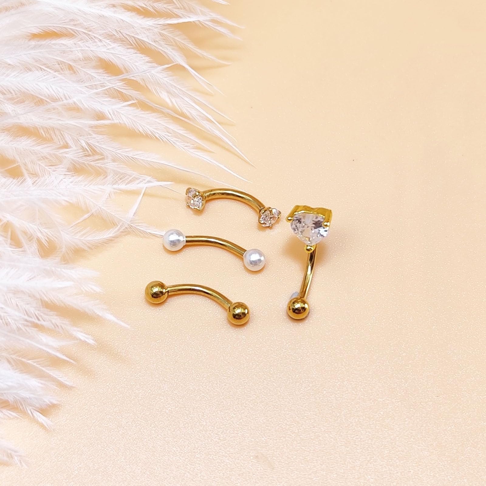 Piercing Ceja Rook Piercing Labio Daith Helix Barra Curva 8mm Acero Inoxidable 16G Piercing Banana Piercing para cejas Plata y Oro Negro