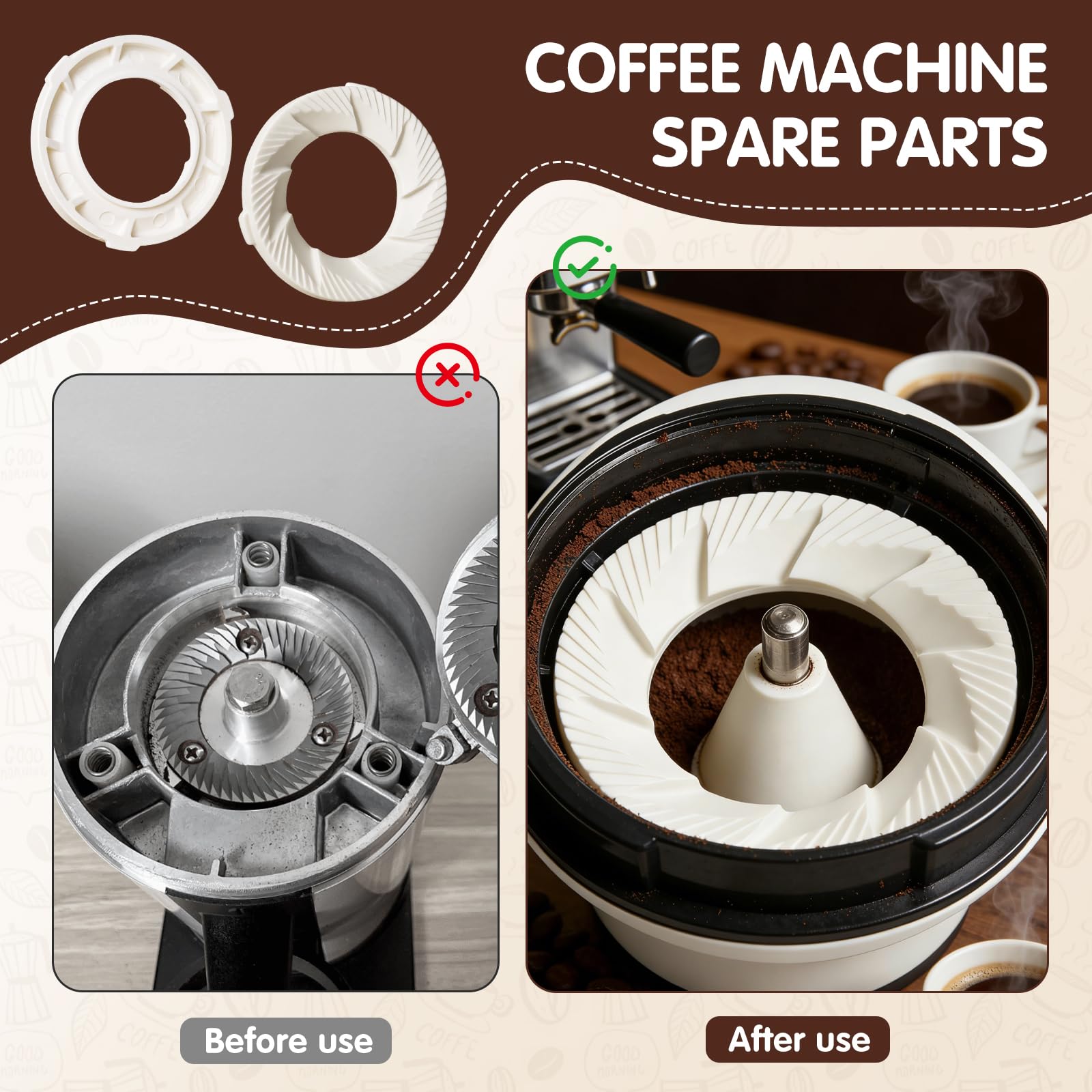 Macinino per macchina da caffè in ceramica,Disco in ceramica compatibile con macinino Philips Saeco,Anello di macinazione per macchine da caffè completamente automatico serie EP