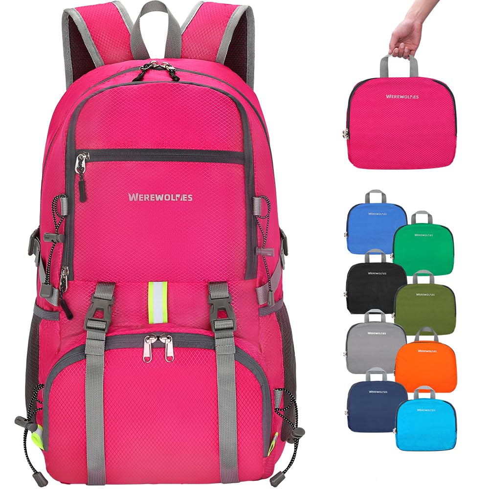 WEREWOLVES 20/35L Lightweight Hiking Backpack, Ultralight Water Resistant Packable Daypack for Women Men