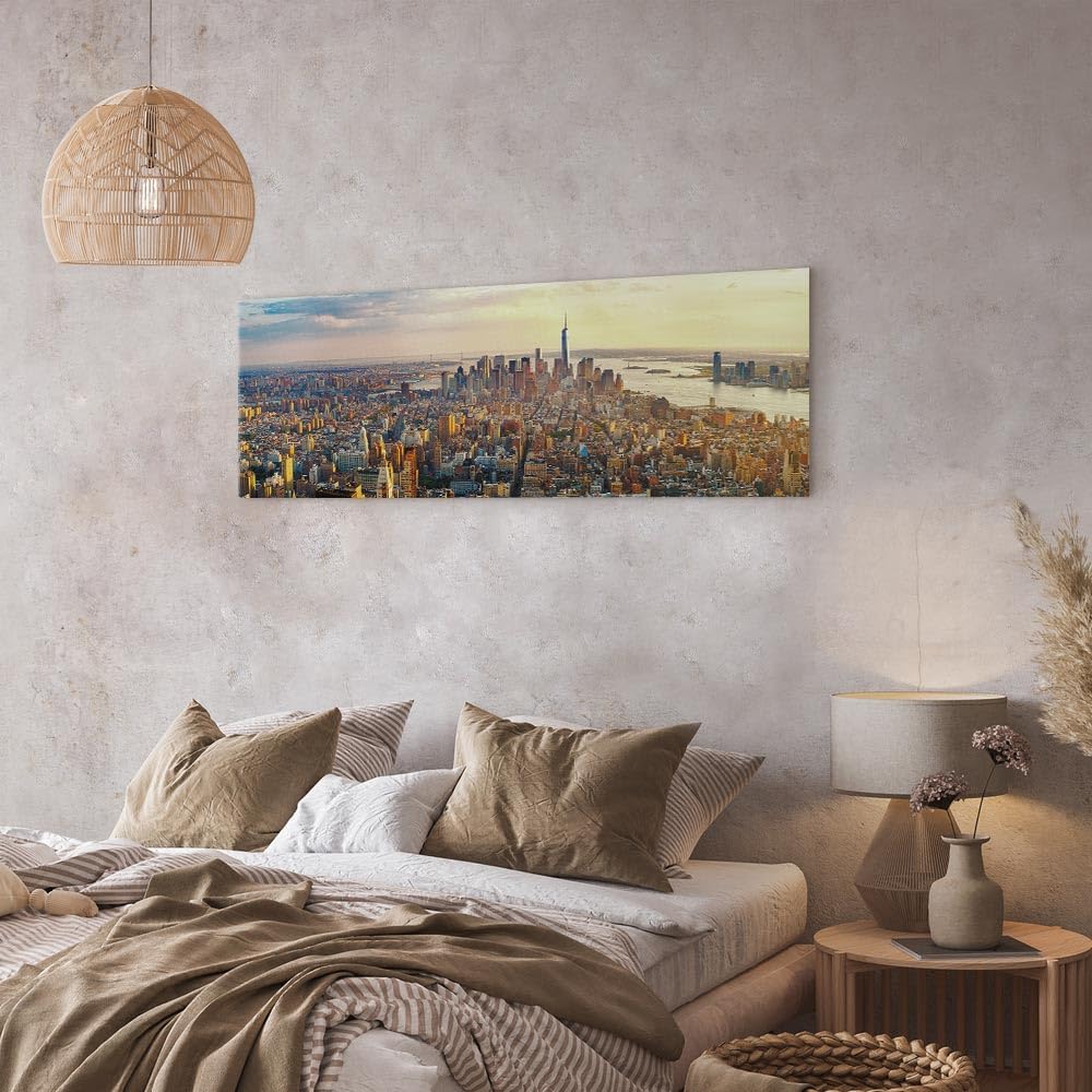 artgeist Acoustic Canvas Wall Art Print New York 53x18 in - 1pcs Picture with Acoustic Foam Sound Print Artwork Room Acoustics Soundproofing NY d-B-0086-b-c